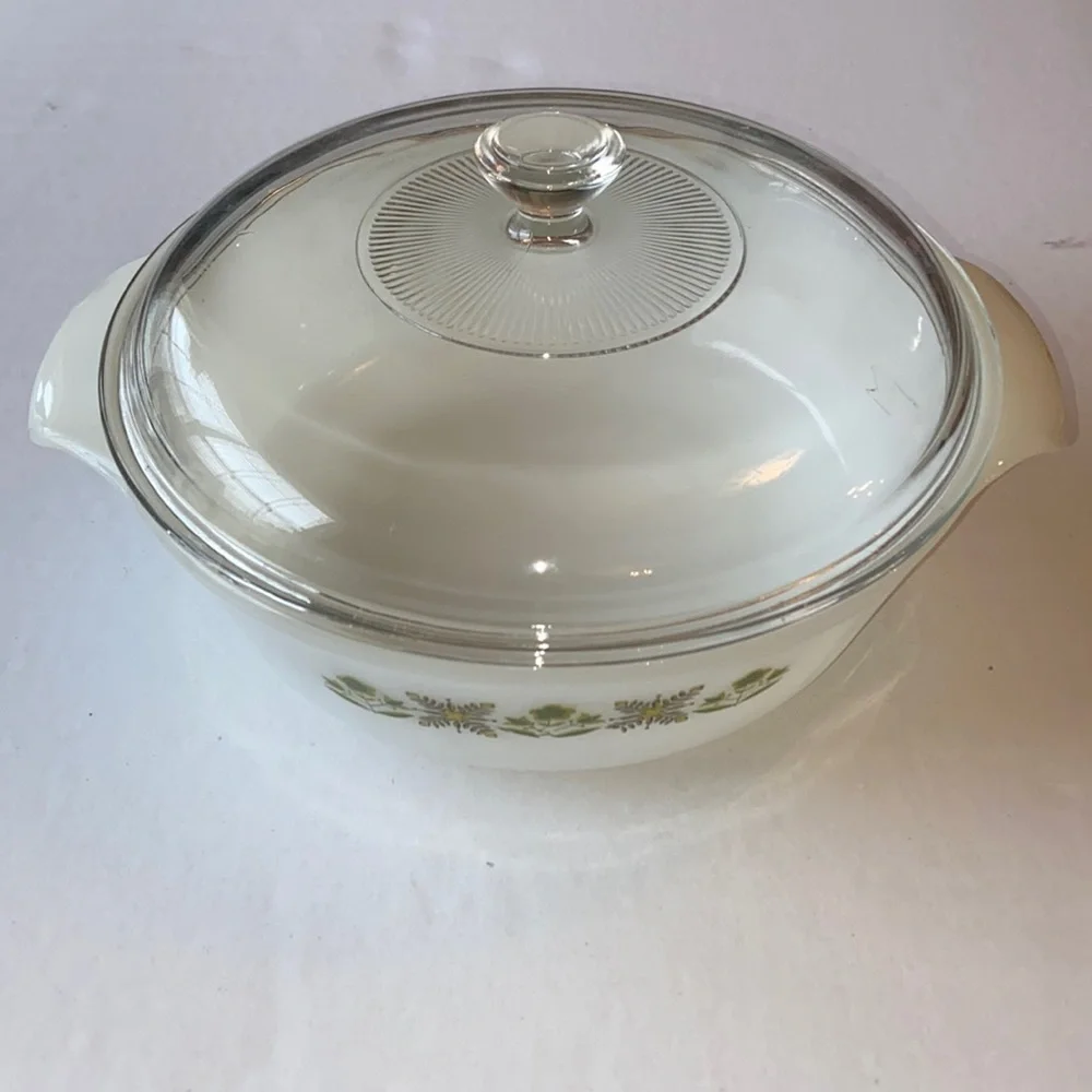 Anchor Hocking Fire King Meadow Green #17 Oven ware Casserole Dish